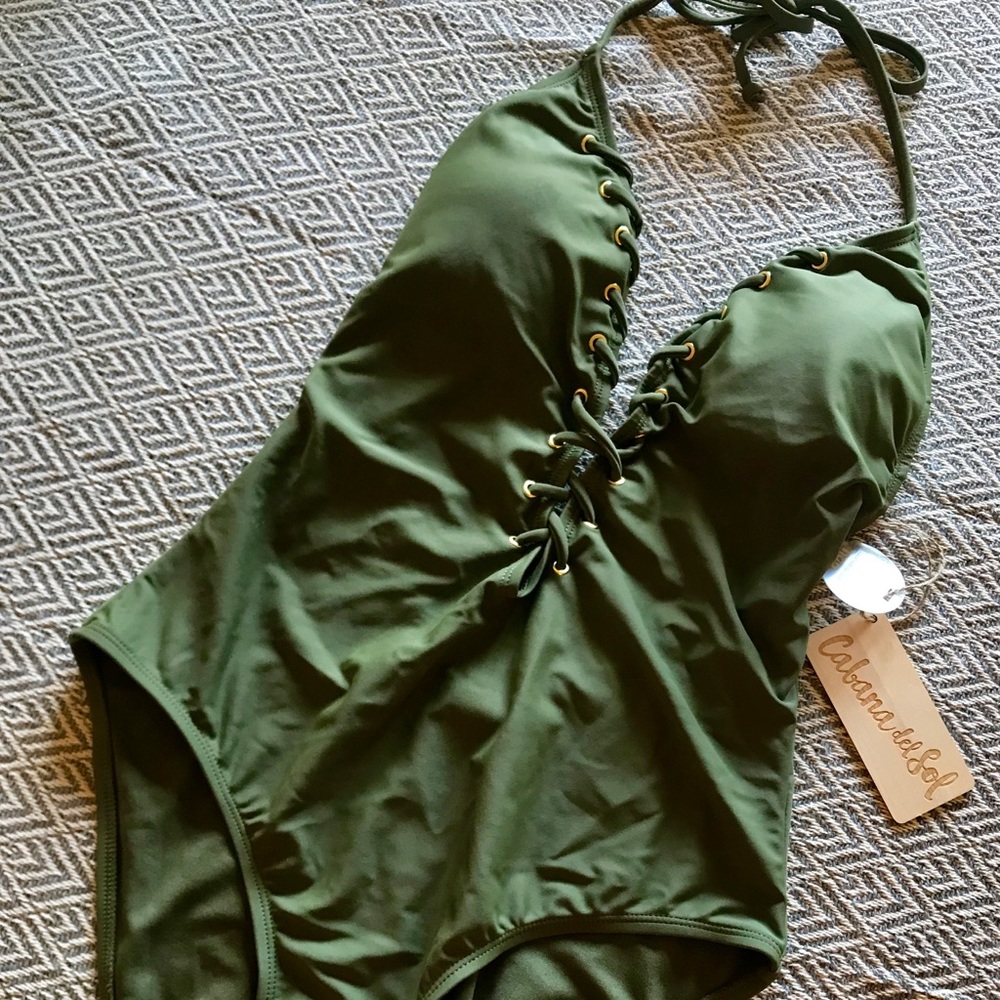 Deep Plunge Lace Front One-piece Swimsuit